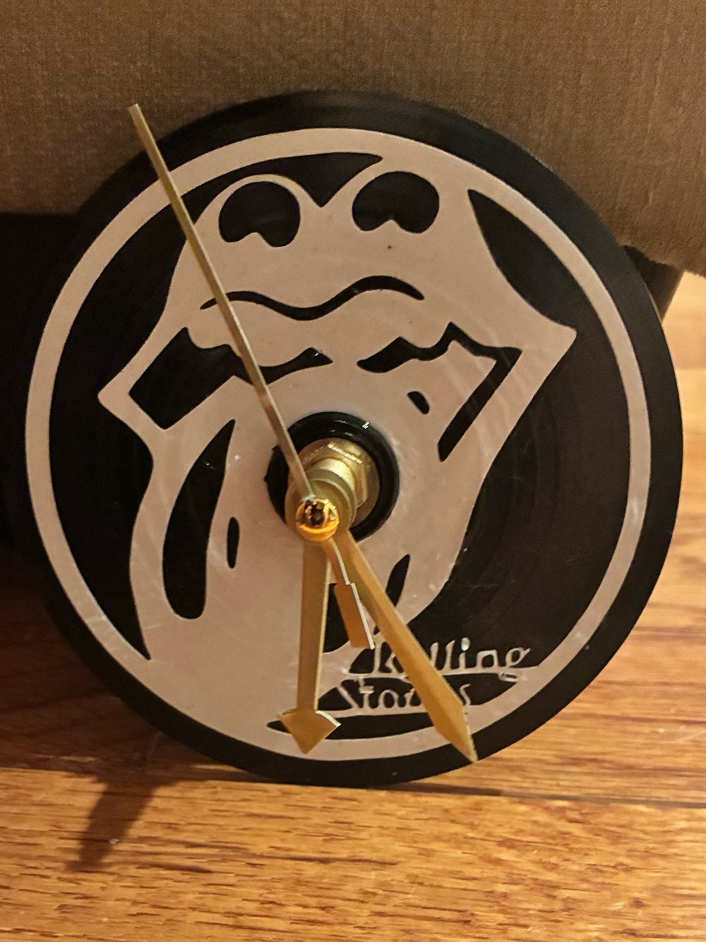 Rolling Stones Mini Vinyl Clock with Gold Hands